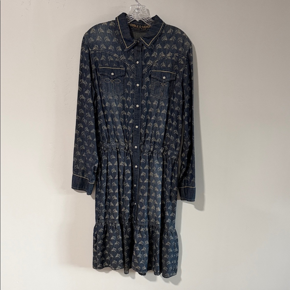 Double D Ranch Patterned Denim Dress - image 1